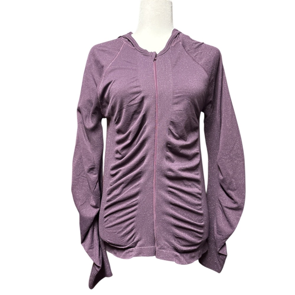 Athleta Purple Sparkle Ruched Full Zip Hoodie Athletic Jacket‎ Women's Size L